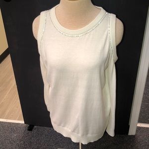 Michael Kors diamond trim open shoulder sweater